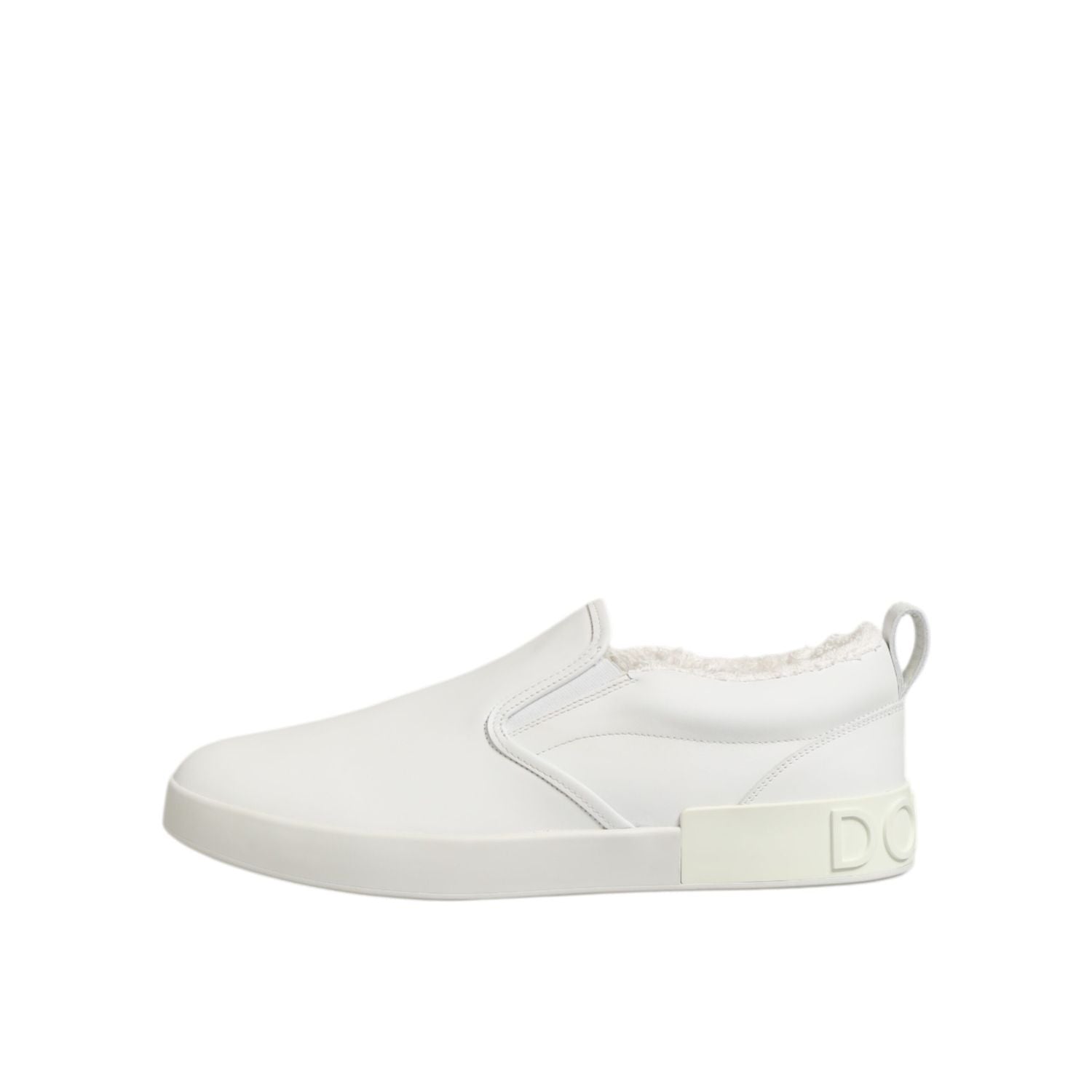 Dolce & Gabbana White Leather Low Top Slip On Sneakers Shoes