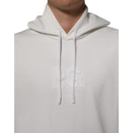 Dolce & Gabbana White Logo Hooded Men Sweatshirt Sweater in premium cotton with iconic logo detail and classic hooded design.