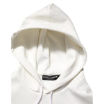 Dolce & Gabbana White Logo Hooded Men Sweatshirt Sweater in crisp white with iconic logo detail, perfect for luxury casual wear.
