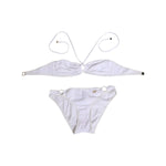 Dolce & Gabbana White Logo Swimsuit 2 Piece Top Bottom Swimwear, elegant Italian design with signature logo, sleek and modern.