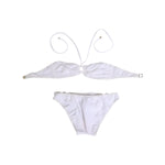 Dolce & Gabbana White Logo Swimsuit 2 Piece Top Bottom Swimwear featuring a bandeau top and briefs.