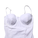 Dolce & Gabbana White Padded Balconette One Piece Swimwear with supportive balconette neckline, perfect for elegant beachwear.