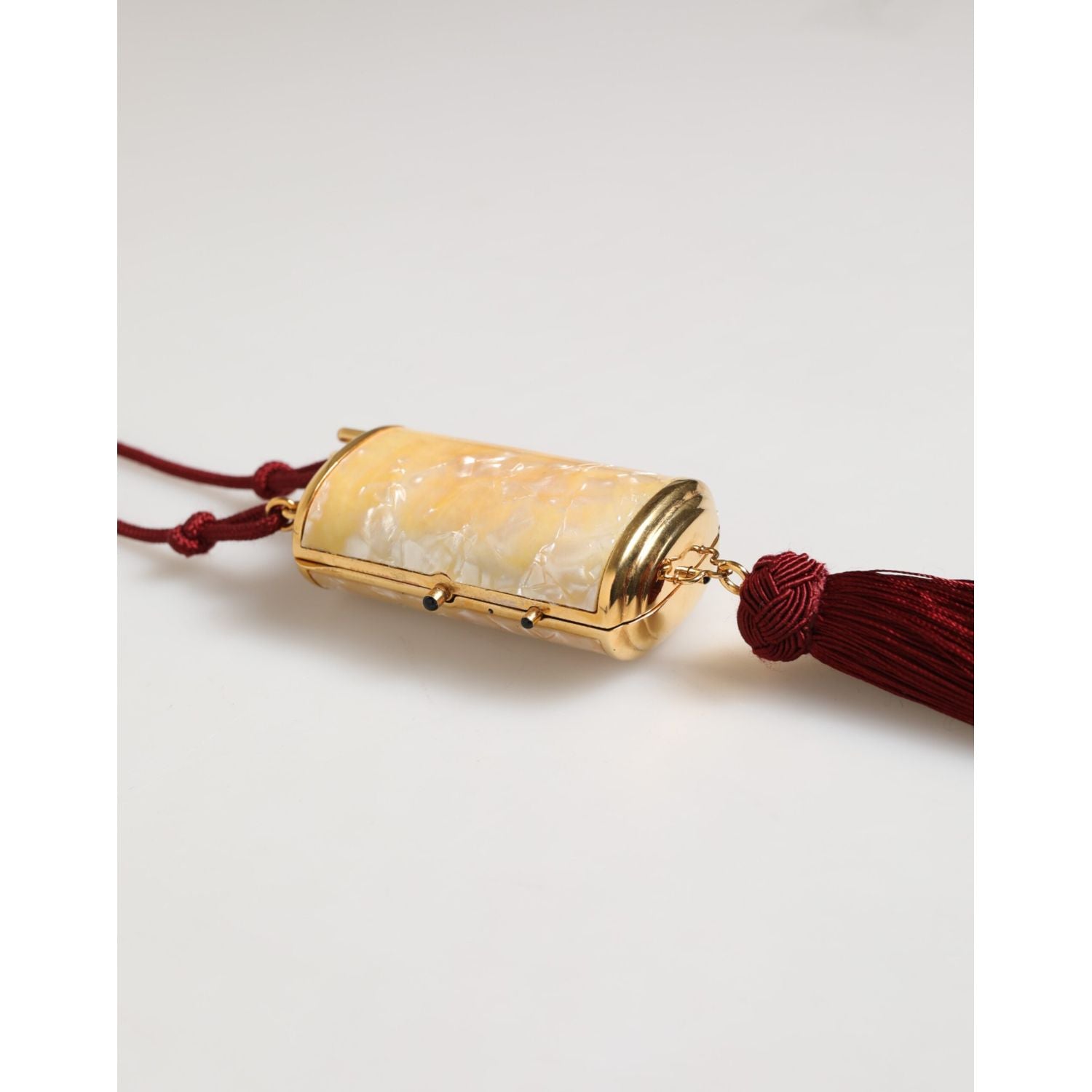 Dolce & Gabbana White Resin Gold Metal Crossbody Mini Purse Pendant Bag