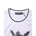 Dolce & Gabbana White Sacred Heart Short Sleeve Men T-shirt, premium cotton crew neck, featuring graphic design detail.
