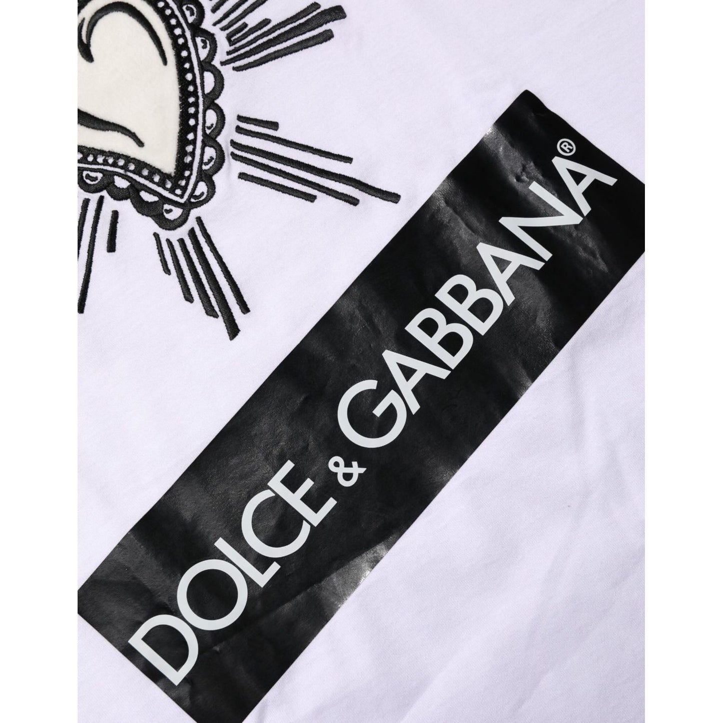 Dolce & Gabbana White Sacred Heart Short Sleeve Men T-shirt with graphic and logo detailing.