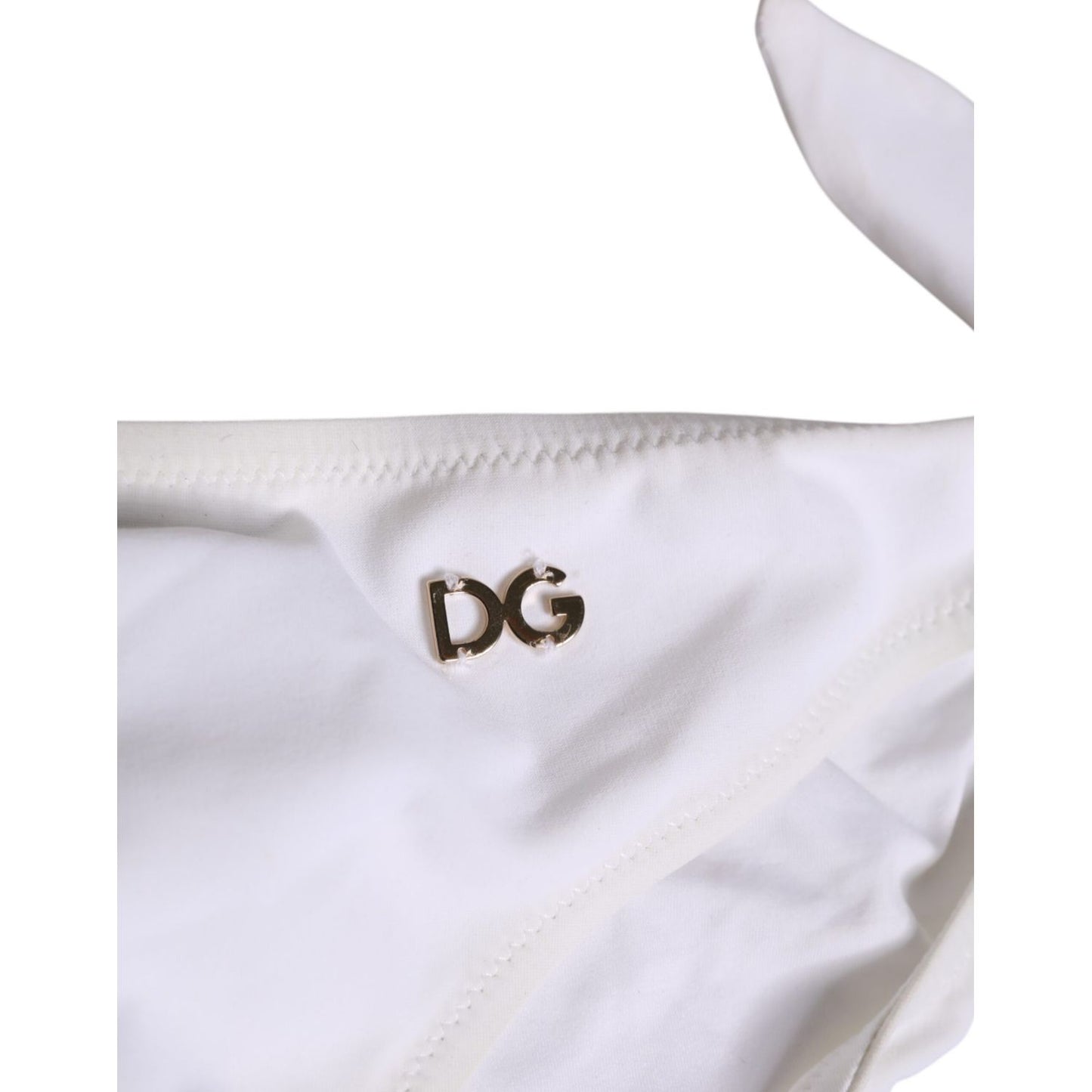 Dolce & Gabbana White Side Tie Logo Bikini Bottom Underwear