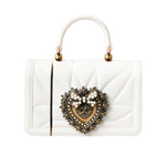 Dolce & Gabbana White Silicone Devotion Heart Cover Hand Bag Airpod Case with gold detailing and quilted effect