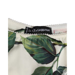 Dolce & Gabbana White Silk Satin Floral Lace Trim Slip Underwear with tropical rose print and lace detail