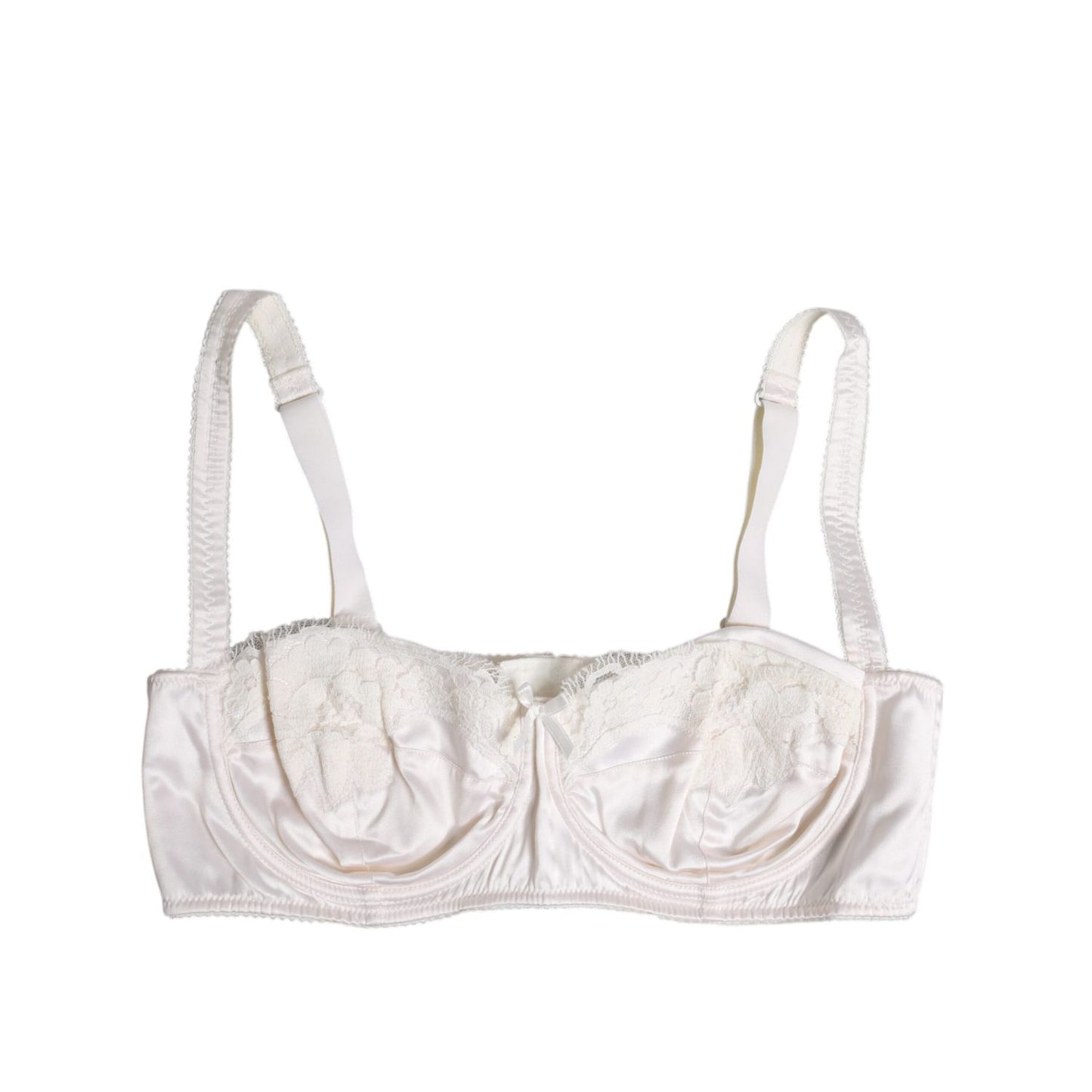 Dolce & Gabbana White Silk Underwired Balconette Bra Underwear