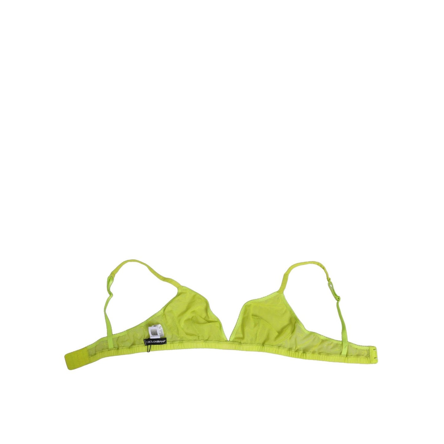 Dolce & Gabbana Yellow Green Nylon Soft Cup Brassiere Underwear with logo detail and hook closure, made in Italy