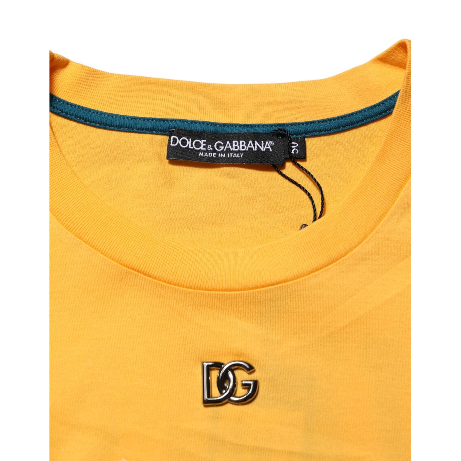 Dolce & Gabbana Yellow Secret Graden Floral Cotton CrewNeck T-shirt