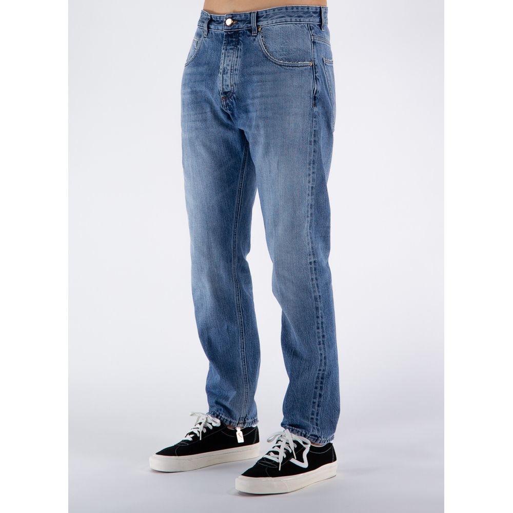 Don The Fuller Blue Cotton Men Jeans showcasing Italian craftsmanship with classic five-pocket design and medium wash detailing.