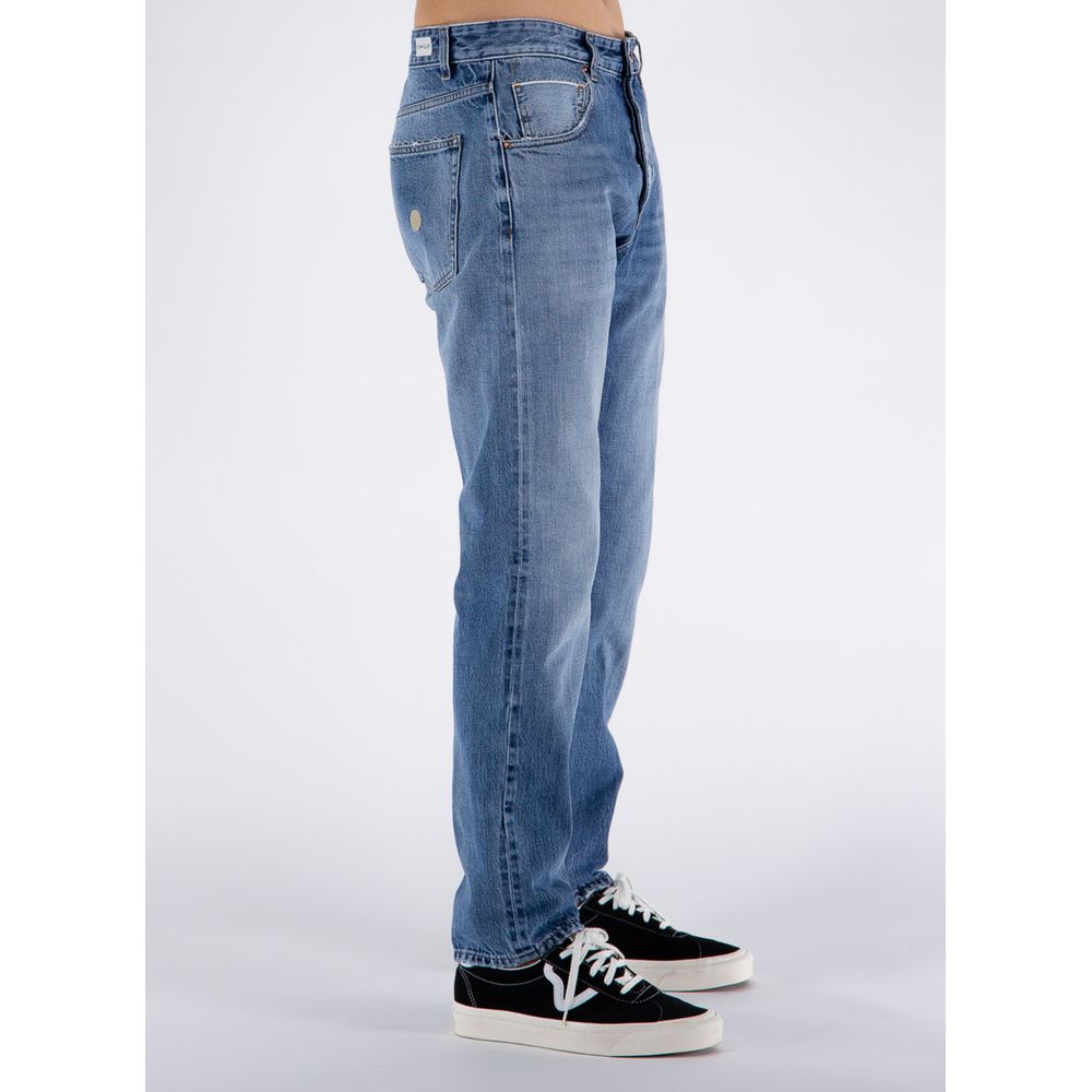 Side view of Don The Fuller Blue Cotton Men Jeans featuring five-pocket design and medium wash.