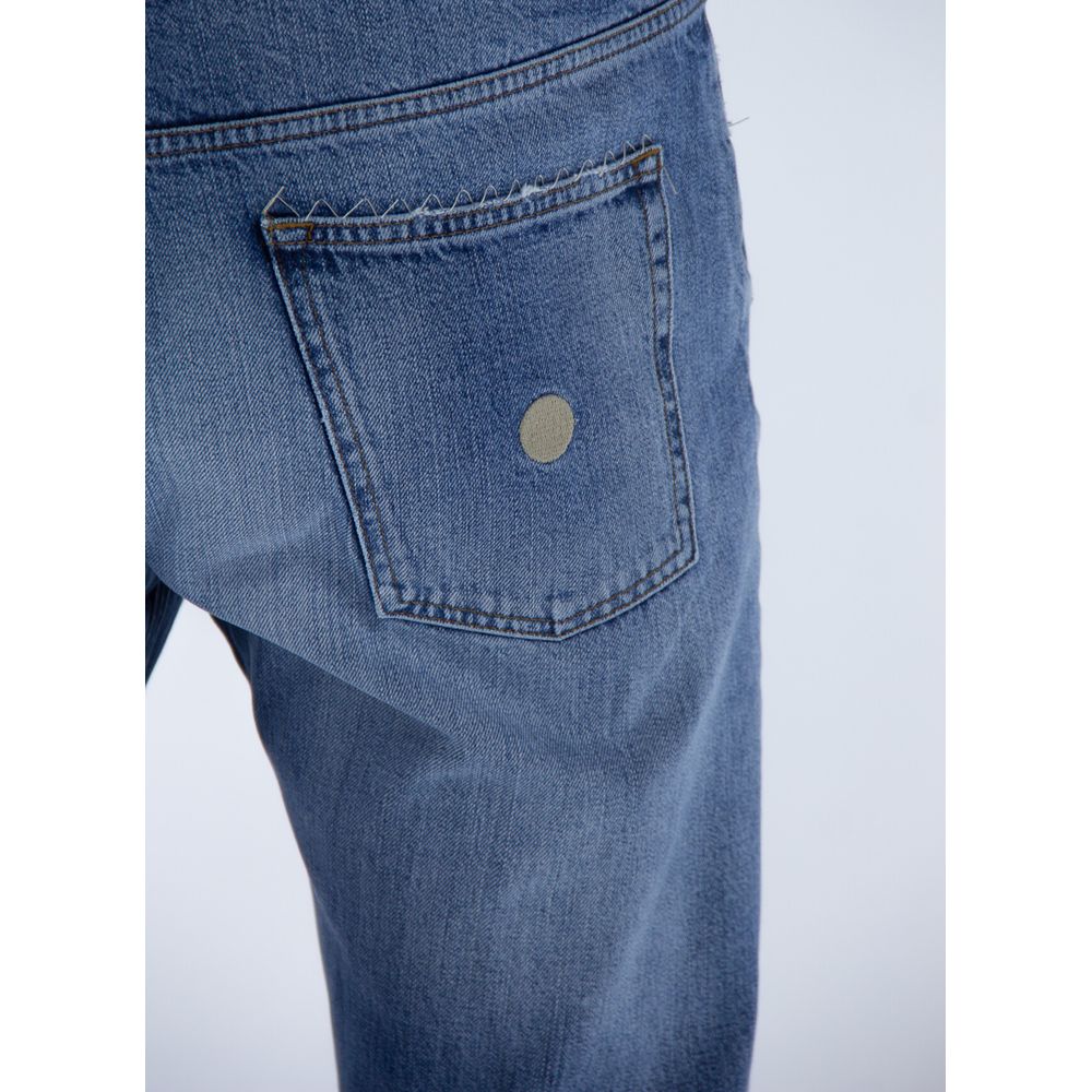 Close-up of back pocket on Don The Fuller Blue Cotton Men Jeans, showcasing classic design and premium Italian craftsmanship.