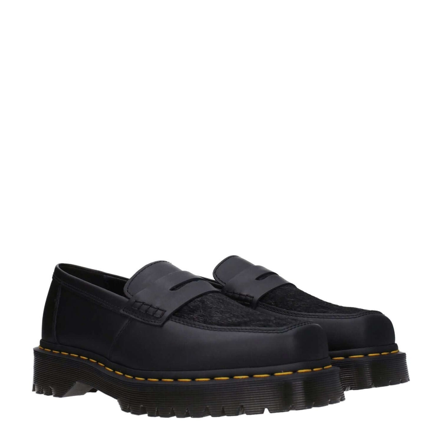 Dr. Martens Black Leather Slip-On Loafers with rubber sole and square toe, ideal for casual wear. MPN UPENTONBEXSQPNY31303001.