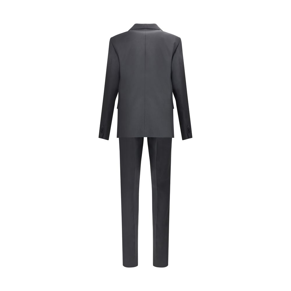 Dsquared² Black Fleece Wool Two-Piece Suit in pure wool with peak lapels and tailored trousers, back view.