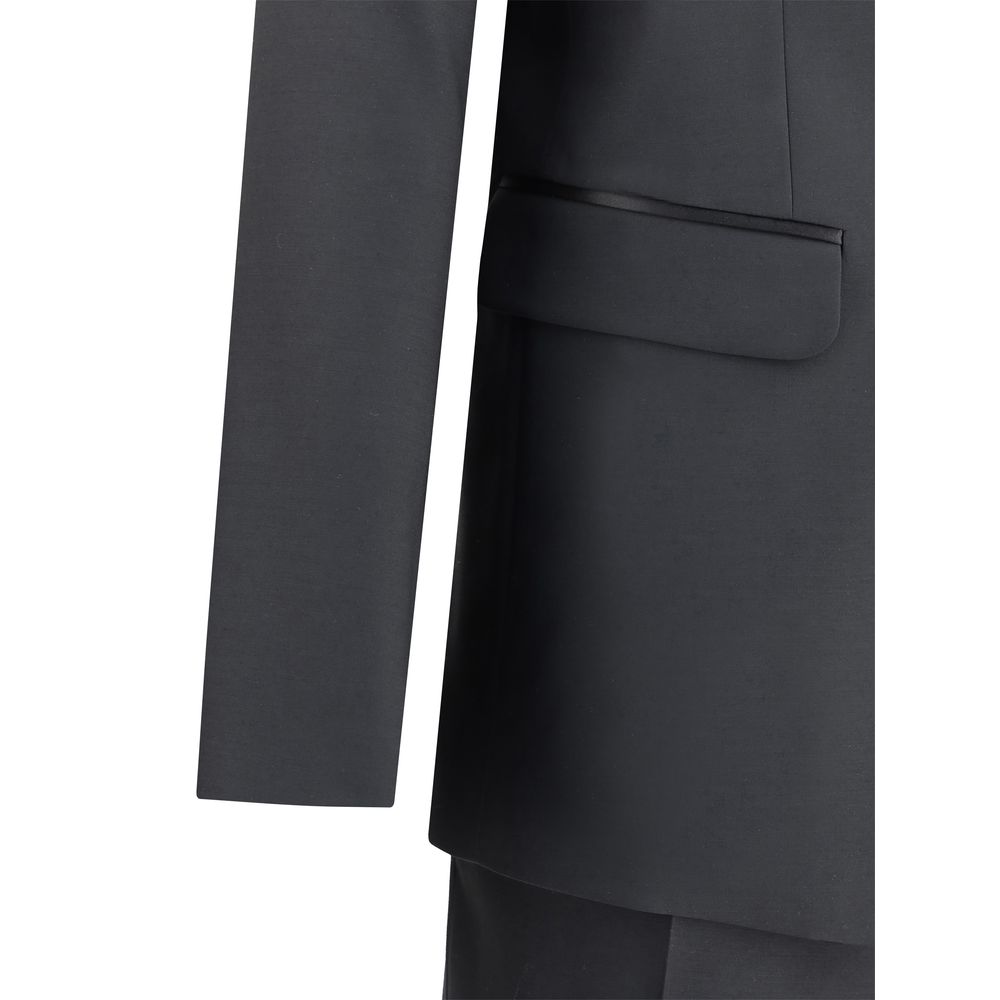Close-up of Dsquared² Black Fleece Wool Two-Piece Suit showing the blazer's sleeve and pocket details