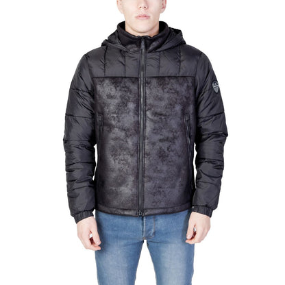 EA7 Emporio Armani Black Polyester Shell Jacket model front view
