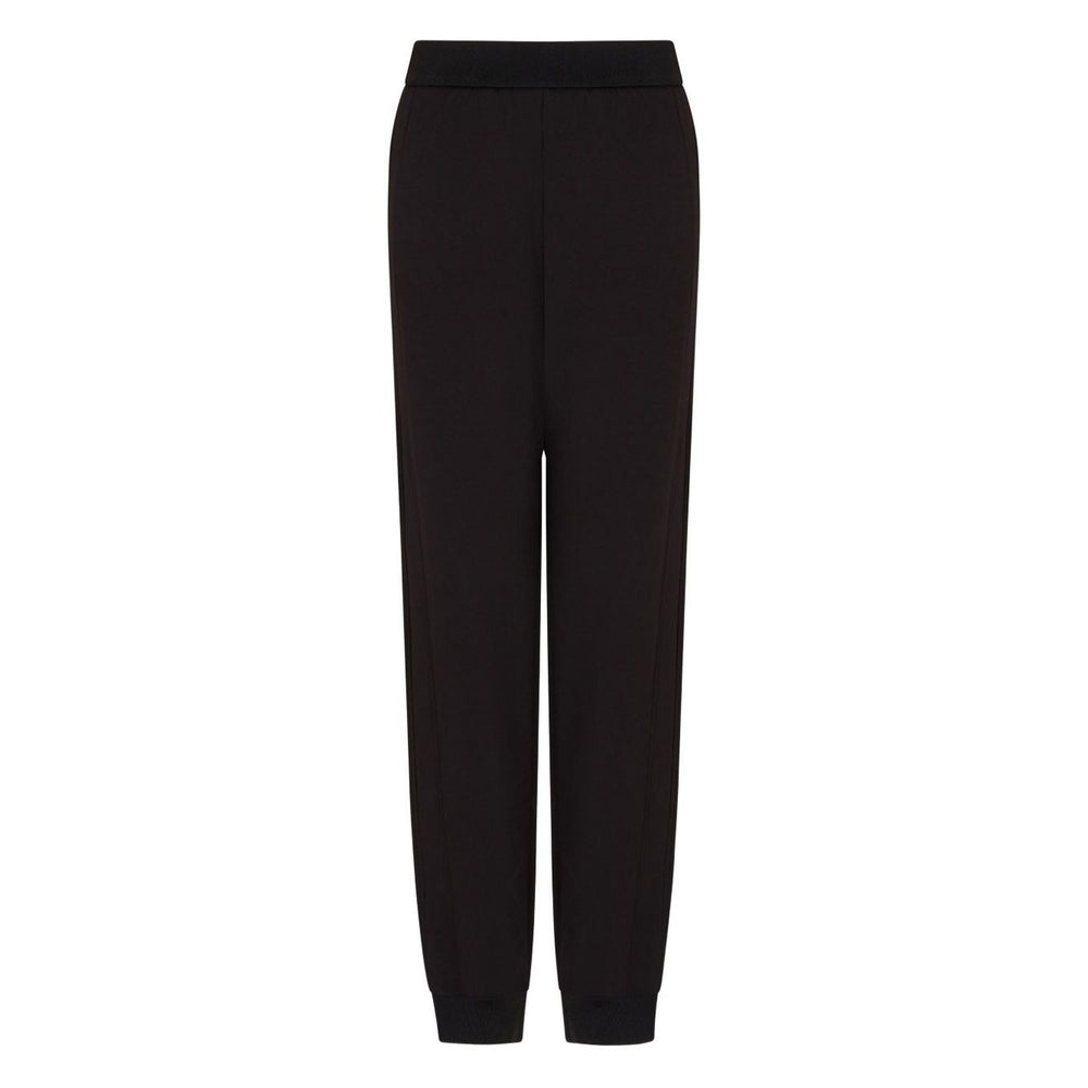 EMPORIO ARMANI CAPSULE Trousers Black with elastic waistband, ribbed ankles, and side pockets, cotton sweatpants.
