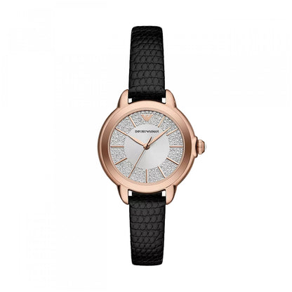 EMPORIO ARMANI WATCHES Mod. AR11631 Ladies Wristwatch, 32mm Case, Black Strap, Rose Gold Bezel, Official Box Included