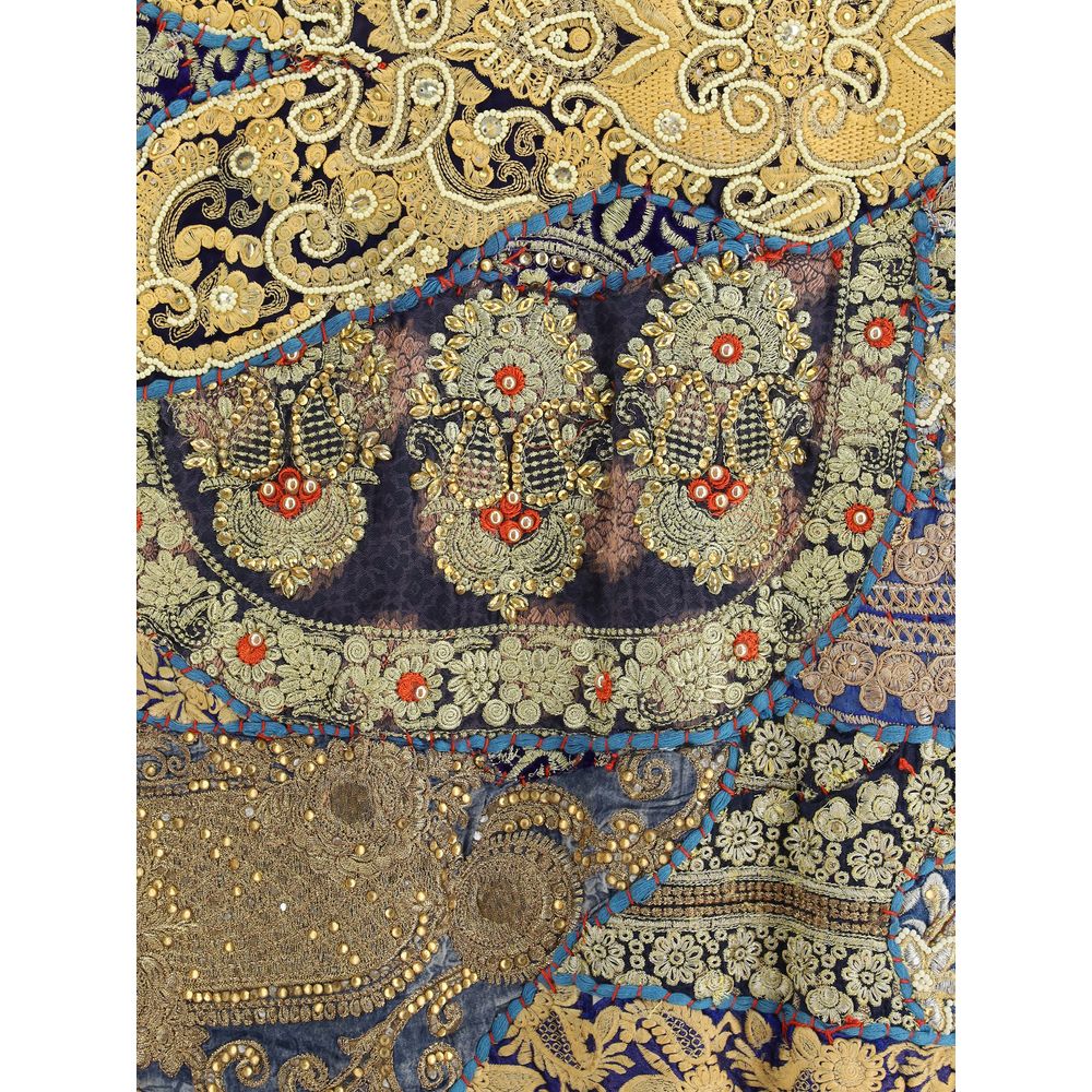 Ella Multicolor Cotton Clothing patchwork design with colorful embroidery, showcasing rich artisanal details and elegance.