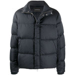 Emporio Armani Coats Blue dark blue padded down jacket with front zip and press-stud fastening, long sleeves, and side slit pockets