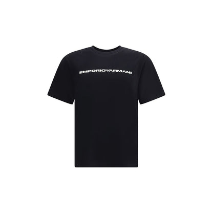 Emporio Armani Multicolor Cotton T-Shirt with ribbed crew neck and logo on front, ideal for versatile layering, 100% cotton.