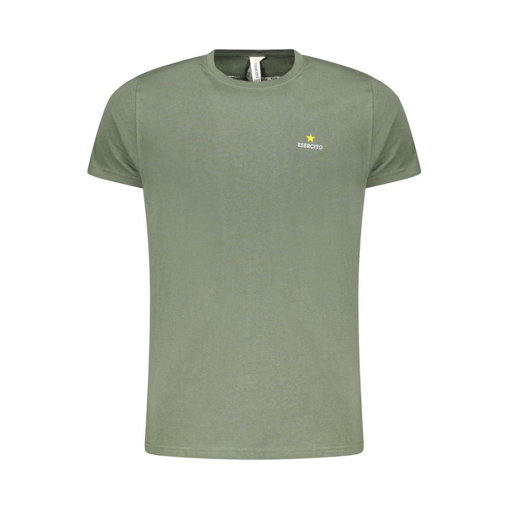 Esercito 1659 Green Cotton T-Shirt with short sleeves, crew neck, aviation style, and logo print.