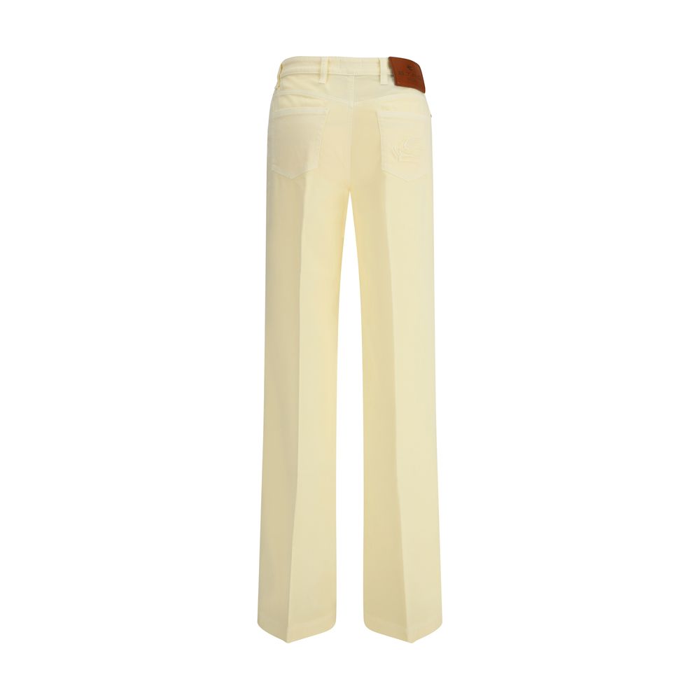 Etro Yellow Cotton Straight-Leg Jeans