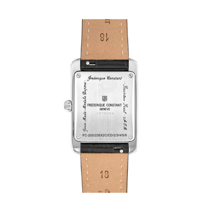 FREDERIQUE CONSTANT MOD. FC-235S2C6 watch back view with leather strap, showcasing craftsmanship and design details.