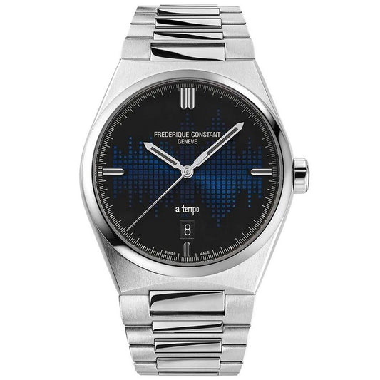 FREDERIQUE CONSTANT MOD. FC-303TA3NH6B luxury watch with silver bracelet and black dial