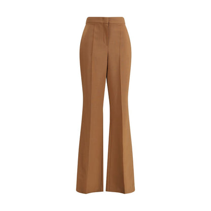 Fendi Brown Wool Flared Pants with high-waist, side pockets, and seamed pleat, made from wool and mohair blend, AW25 collection.