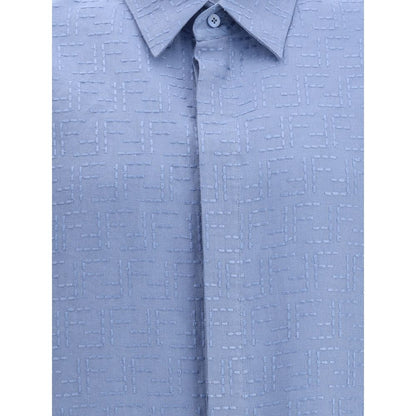 Fendi Light Blue Linen Shortsleeve Shirt