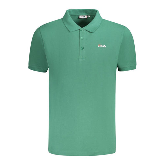 Fila Green Cotton Men Polo Shirt with iconic logo embroidery, made from 100% cotton for comfort and style, perfect for casual or elegant wear.