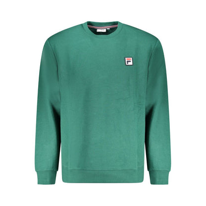 Fila Green Cotton Men Sweater with logo, crew neck, and bold green color for fashion-forward style.