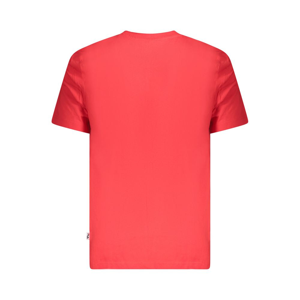 Fila Red Cotton Men T-Shirt back view showcasing vibrant color and design.