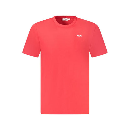 Fila Red Cotton T-Shirt with short sleeves, crew neck, logo print, and regular fit, crafted from organic cotton material.