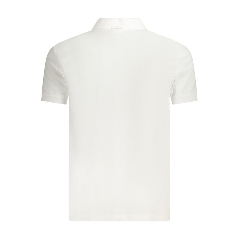 Fila White Cotton Men Polo Shirt, back view showcasing short sleeves and classic design. Ideal for casual style with 100% cotton comfort.