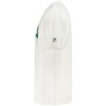 Fila White Cotton Men T-Shirt side view with green logo, showcasing breathable fabric and casual cool design for fashion-forward wardrobe.