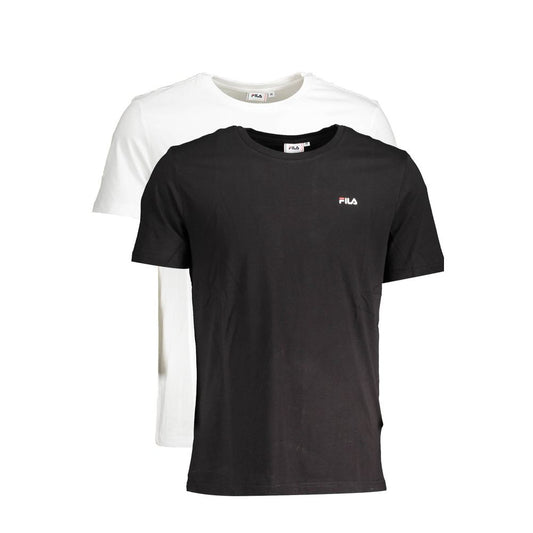 Fila White Cotton Women T-Shirt and Black Tee Duo with Logo Print