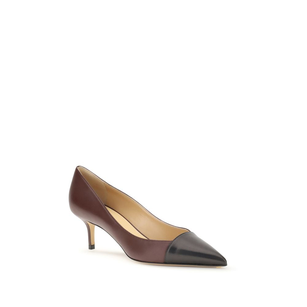 Francesco Russo Multicolor Calf Leather Bos Taurus Mid Heel Pumps, two-tone design with kitten heel and almond toe, AW25.