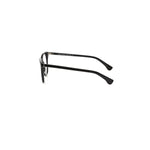 Side view of Frankie Morello Black Acetate Unisex Eyeglass Frame in sleek black design highlighting wayfarer style.