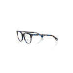 Frankie Morello Blue Acetate Unisex Eyeglass Frame in Blue Havana design, showcasing bold Italian craftsmanship and geometric style.
