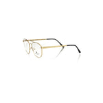 Frankie Morello Gold Metallic Unisex Frame Eyeglasses in aviator style with matte gold rods, showcasing Italian craftsmanship and luxury.