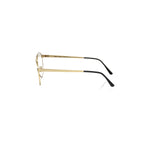 Side view of Frankie Morello Gold Metallic Unisex Frame Eyeglasses showcasing sleek and luxurious design.