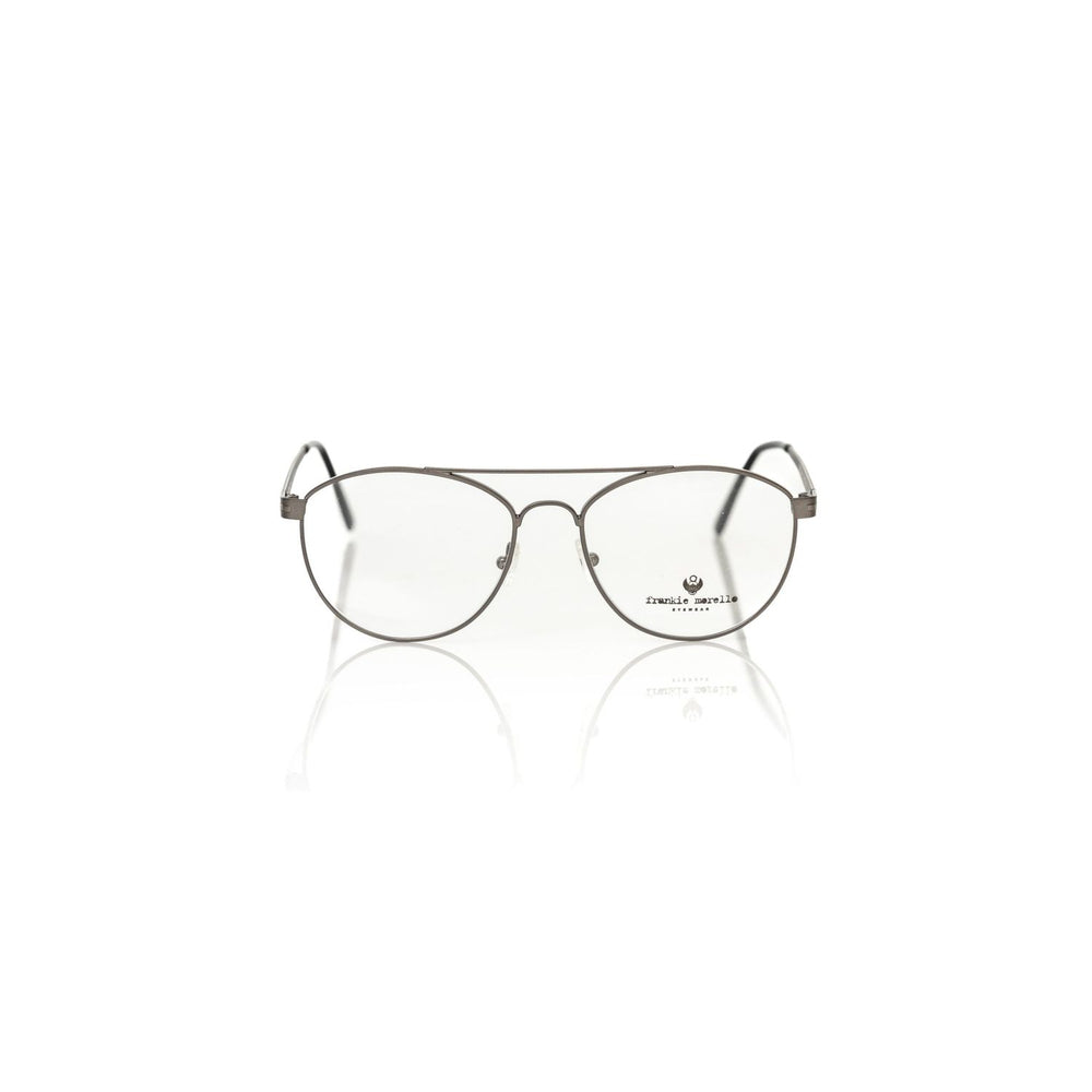 Frankie Morello Gray Metallic Unisex Frame eyeglasses with sleek metal design and bold gray hue, crafted in Italy.