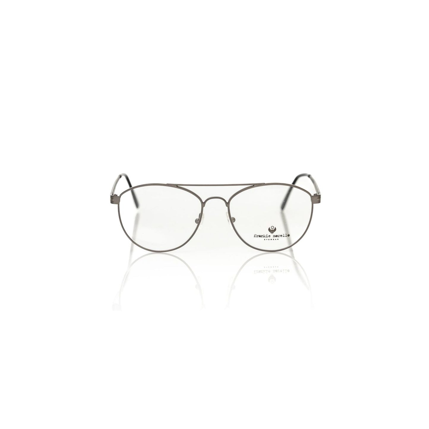 Frankie Morello Gray Metallic Unisex Frame eyeglasses with sleek metal design and bold gray hue, crafted in Italy.