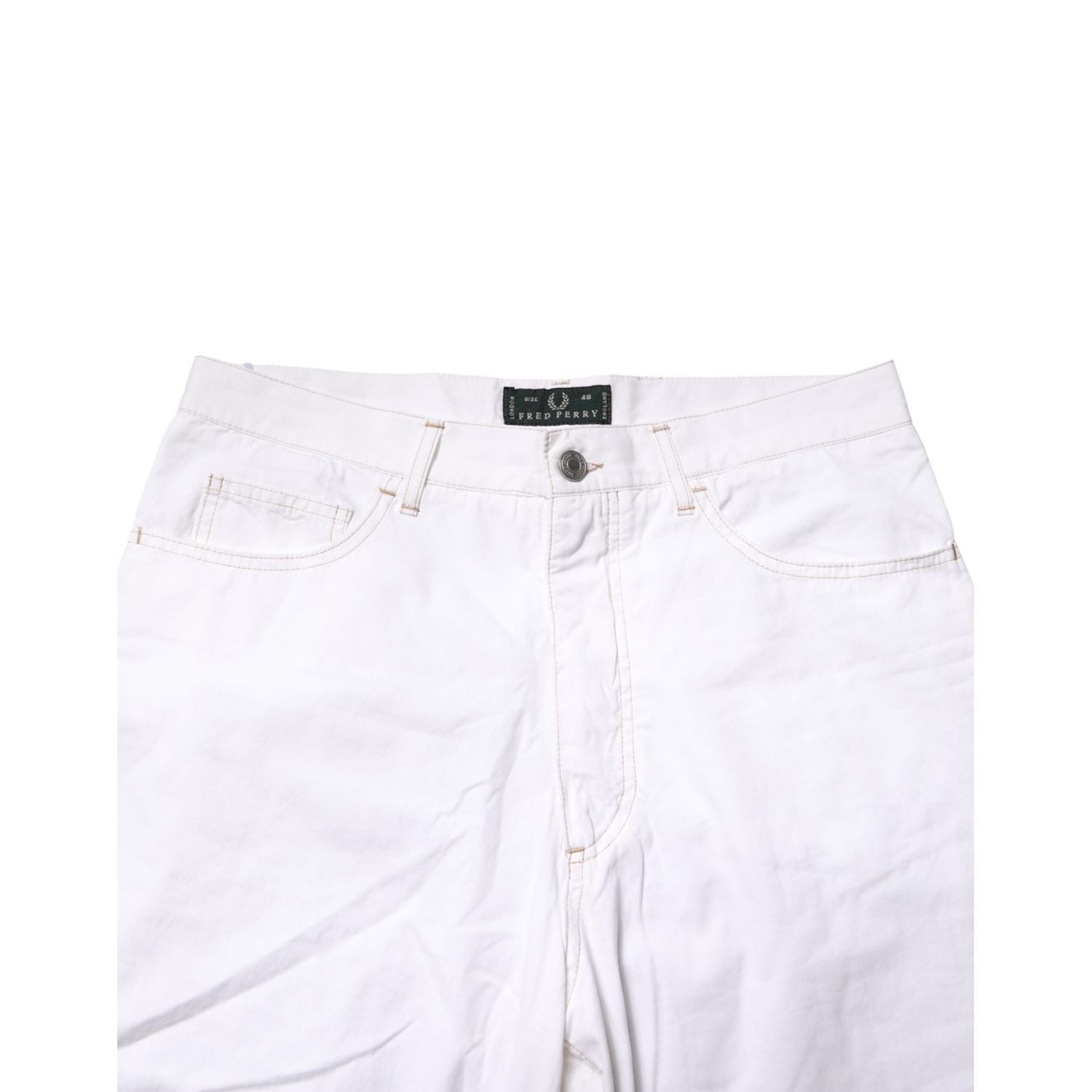 Fred Perry White Cotton Mid Waist Straight Men Denim Jeans