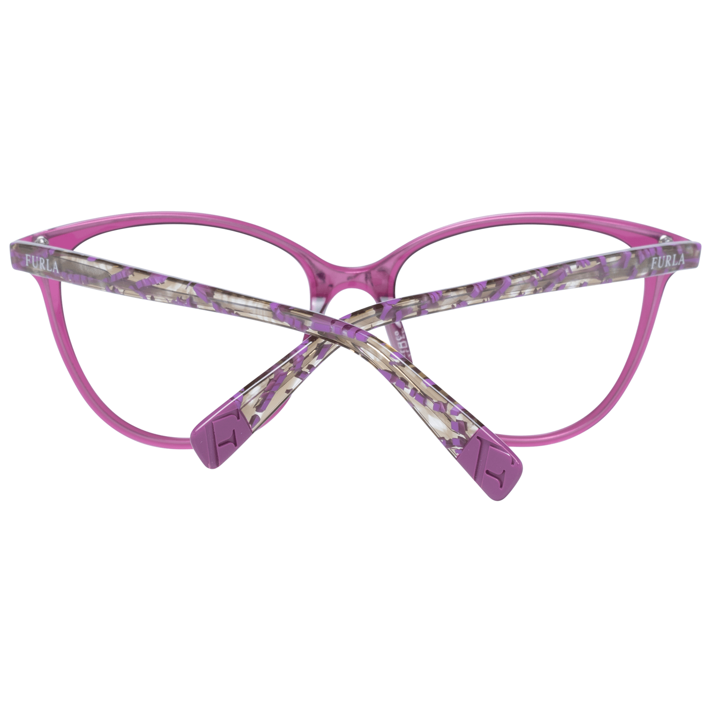 Furla Elegant Cat Eye Purple Eyeglasses for Women with durable full-rim plastic frame showcasing chic style and sophistication.