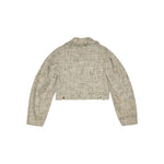 GANNI Jackets Beige tweed jacket with front button fastening, two chest pockets, frayed detailing, and pointed collar.